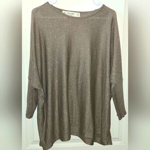 Zara Knit Metallic Sparkly Sweater Drop Shoulder Womens Sz M Oversized Christmas